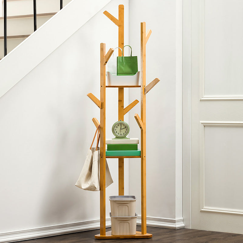 Lifeideas Wooden Coat Rack Stand with 3 Shelves for Entryway