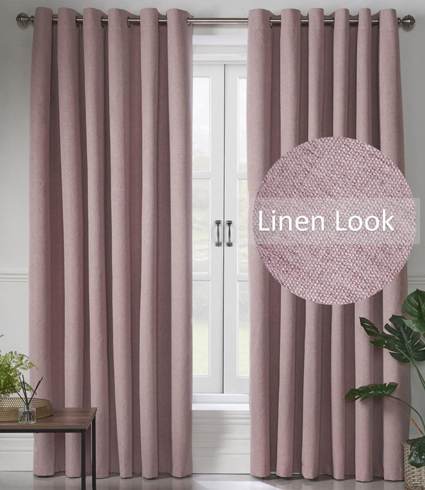 Linen Look Ring Top Blackout Curtains