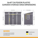Livingandhome Outdoor Plastic Garden Storage Shed 6x4ft / 8x4ft Lockable