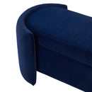 Livingandhome Blue Upholstered Storage Seat Bench