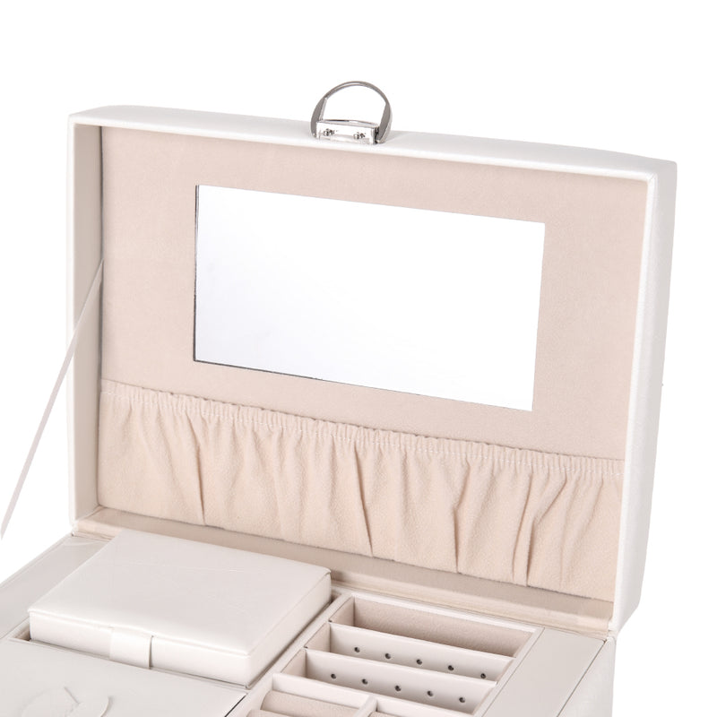 Sheonly Large Multi Tier Faux Leather Jewellery Storage Box with Handle