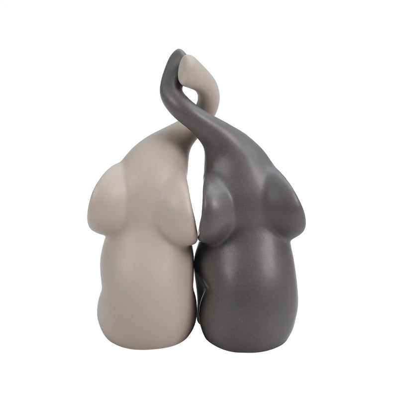 Lifeideas Set of 2 Ceramic Couple Elephant Ornaments Decoration Figurine
