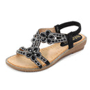 T-Strap Flat Summer Sandals - Black
