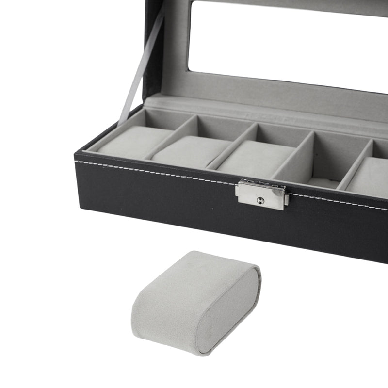 Sheonly Elegant Faux Leather Watch Display Case with 6 Slots