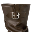 PU Leather Fashionable Western-Style Mid-Calf Boots