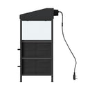 Black Bedside Table With Charging Station And LED Lights