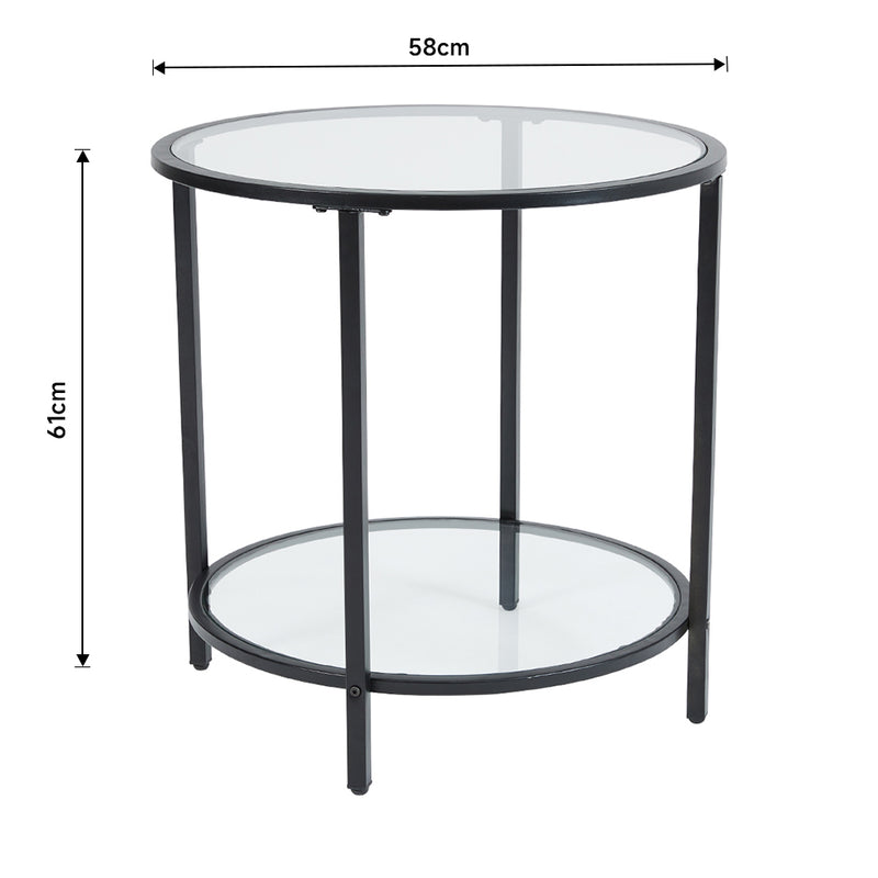 Livingandhome Round Tempered Glass Side Table