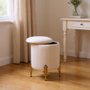 Livingandhome Modern Pleated Storage Ottoman with Metal Base