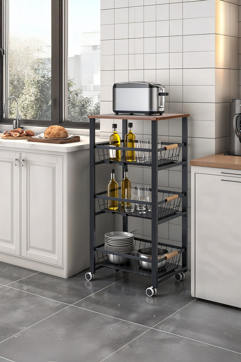 Lifeideas 4-Tier Kitchen Storage Trolley with Wheels