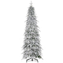 HOMCOM 6ft Flocked Pencil Christmas Tree With Auto Open, Steel Base