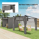 Outsunny 3 X 3(m) Metal Pergola With Retractable Roof And Sidewalls, Light Grey