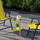 Outsunny Round Garden Table, 2-Tier Metal Patio Table Coffee Table, Yellow