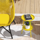 Outsunny Round Garden Table, 2-Tier Metal Patio Table Coffee Table, Yellow