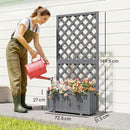 Outsunny Wood Planter With Trellis For Climbing Plants, Grey
