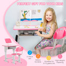 HOMCOM Kids Adjustable Desk and Chair Set- Pink
