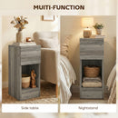 HOMCOM Bedside Tables Set of 2, Nightstands for Bedroom, Living Room, Grey
