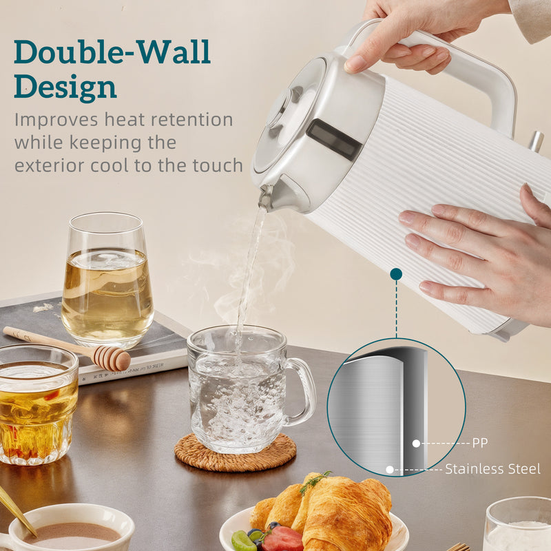 HOMCOM 1.7L 3000W Rapid Boil Kettle and 4 Slice Toaster Set Crumb Tray