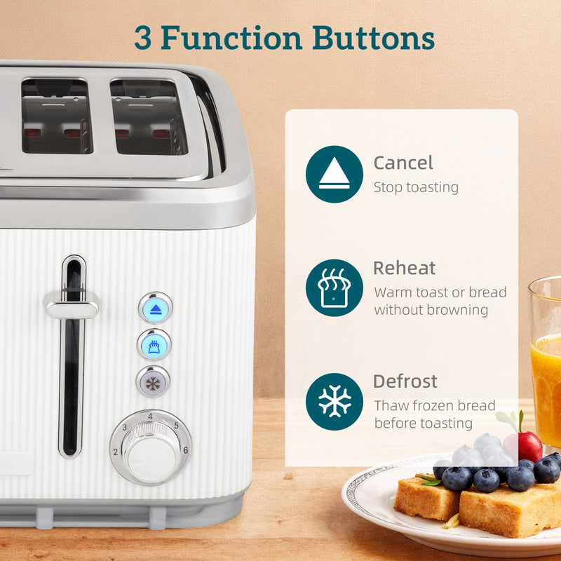 HOMCOM 1.7L 3000W Rapid Boil Kettle and 4 Slice Toaster Set Crumb Tray