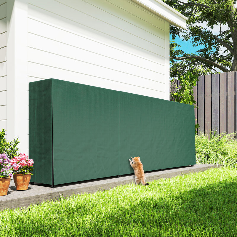 Outsunny Metal Firewood Rack, Log Holder, 300 x 36 x 99 cm, Dark Green