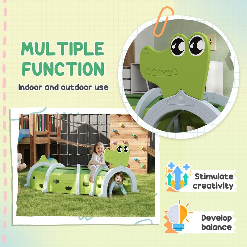 AIYAPLAY Kids Play Tunnel for Ages 3-6 Crawl and Climb, Crocodile Design