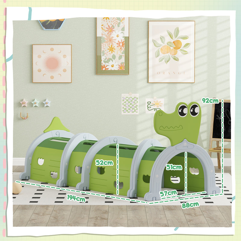 AIYAPLAY Kids Play Tunnel for Ages 3-6 Crawl and Climb, Crocodile Design
