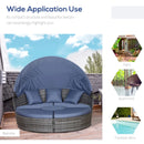 Outsunny Garden Daybed With Cushions - Grey With Grey Blue Cushions