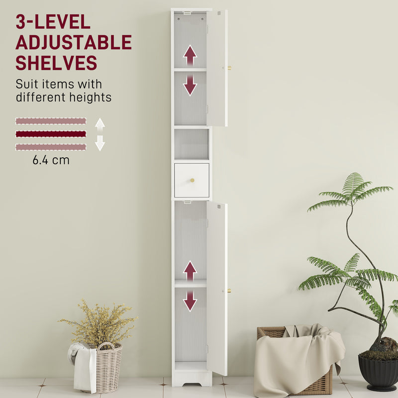 HOMCOM 20cm Slim Bathroom Storage Cabinet with Adjustable Shelves White