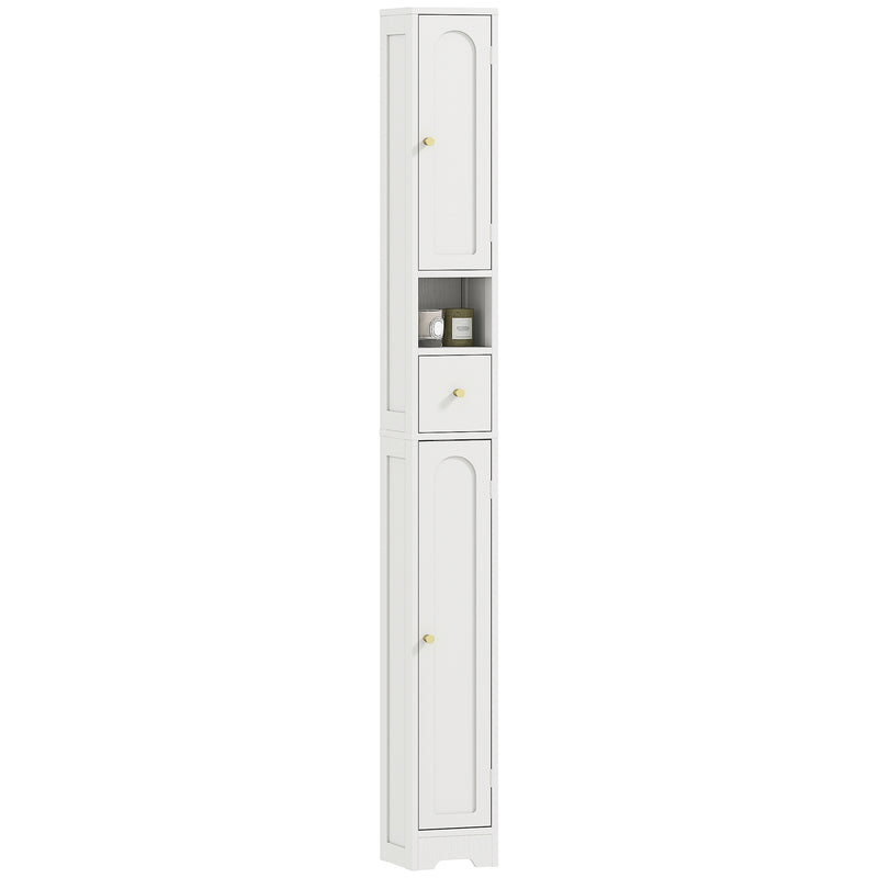 HOMCOM 20cm Slim Bathroom Storage Cabinet with Adjustable Shelves White