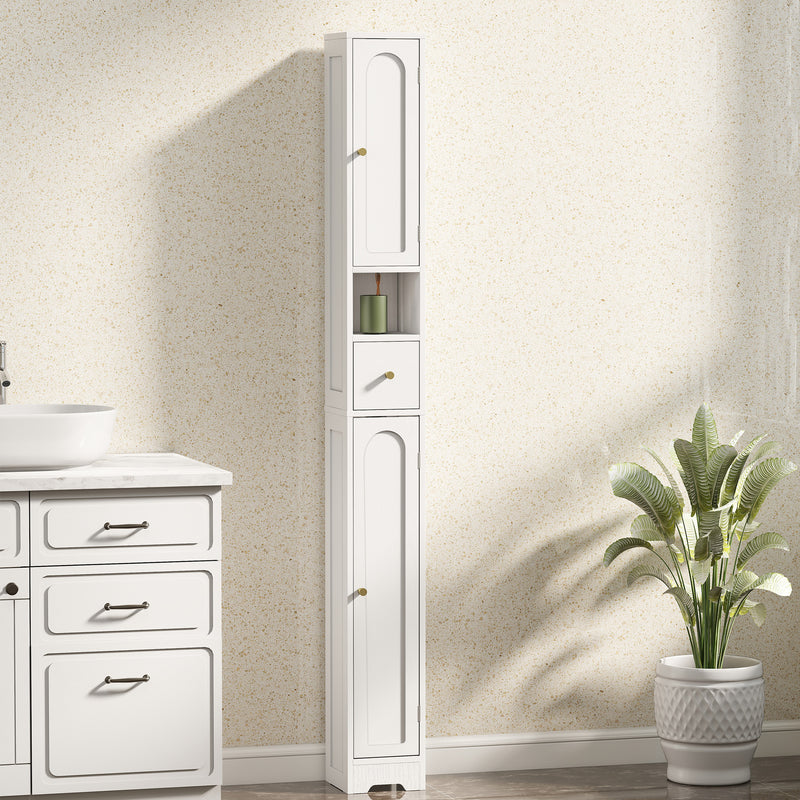 HOMCOM 20cm Slim Bathroom Storage Cabinet with Adjustable Shelves White