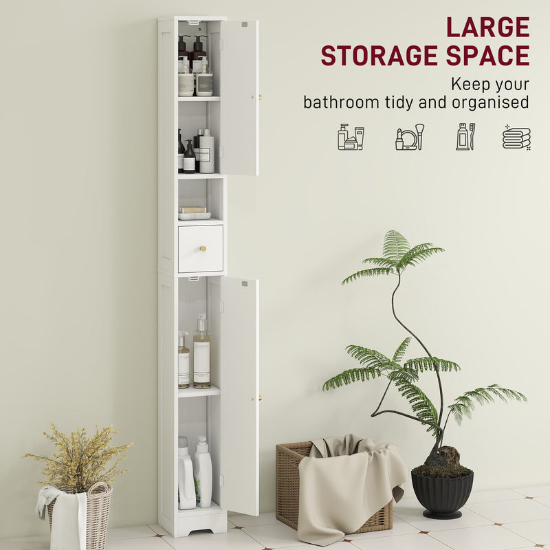 HOMCOM 20cm Slim Bathroom Storage Cabinet with Adjustable Shelves White