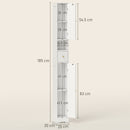 HOMCOM 20cm Slim Bathroom Storage Cabinet With Adjustable Shelves White