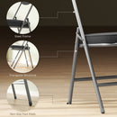 HOMCOM Folding Chairs Set of 4 with Cushioned Seat, Steel Frame, Dark Grey