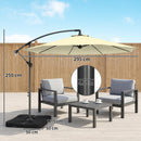 Outsunny 3(m) Banana Parasol Cantilever Umbrella Garden W/ Base Weights