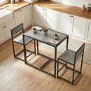 HOMCOM 3 Piece Dining Table Set With Metal Frame Charcoal Grey Wood-Effect
