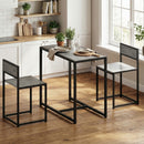 HOMCOM 3 Piece Dining Table Set With Metal Frame Charcoal Grey Wood-Effect