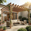 Outsunny 3.6 x 3 m Wooden Pergola Gazebo Grape Trellis, Maple Wood-effect