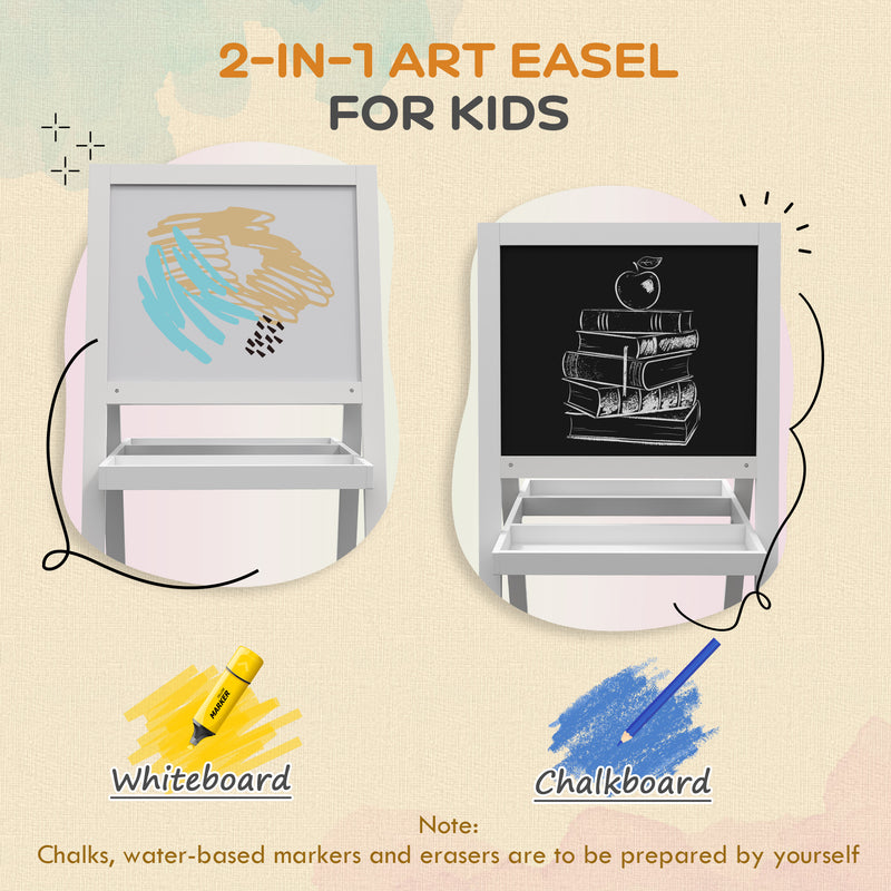 AIYAPLAY 2-in-1 Double-Sided Easel For Kids, With Storage Shelf- Blue