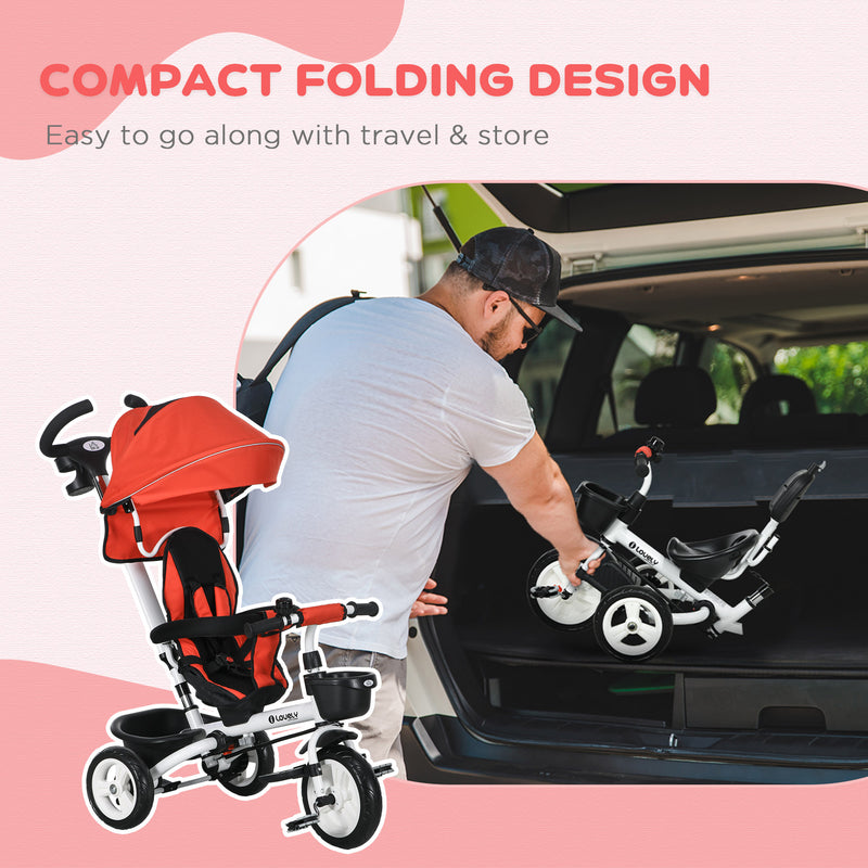 HOMCOM 6 in 1 Trike for Toddler 1-5 Years with Parent Handle