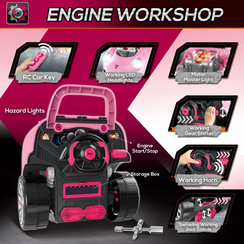 HOMCOM  Children's Truck Engine for Ages 3-5 Years - Pink