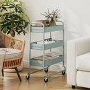 HOMCOM 3-Tier Storage Trolley, Storage Cart With Mesh Backets, Wheels