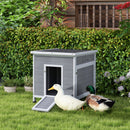PawHut Wooden Duck House, Poultry Coop w/ Double Doors, Openable Roof, Grey