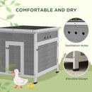PawHut Wooden Duck House, Poultry Coop w/ Double Doors, Openable Roof, Grey