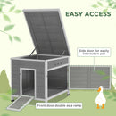 PawHut Wooden Duck House, Poultry Coop w/ Double Doors, Openable Roof, Grey