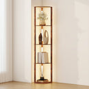 HOMCOM Corner Floor Lamp with Dimmable Warm White LED Light, Rustic Brown
