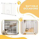 PawHut Pressure Fit Safety Gate, Dog Gate w/ Small Cat Door, 74-100cm Openings