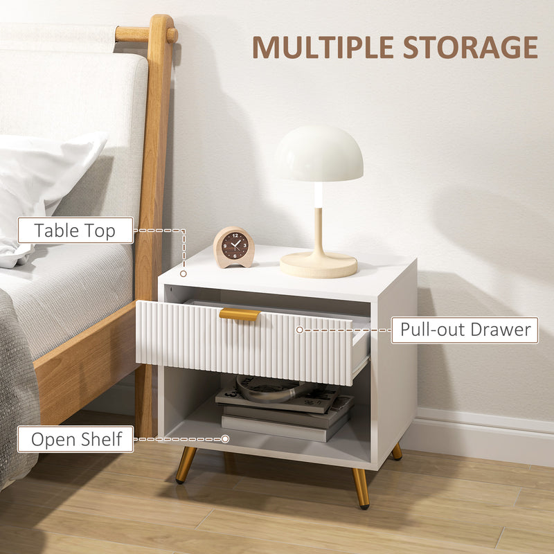 HOMCOM Small Table With Drawer, Open Compartment and Handle
