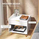HOMCOM Small Table With Drawer, Open Compartment And Handle