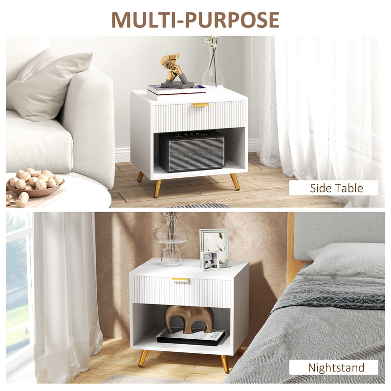 HOMCOM Small Table With Drawer, Open Compartment and Handle