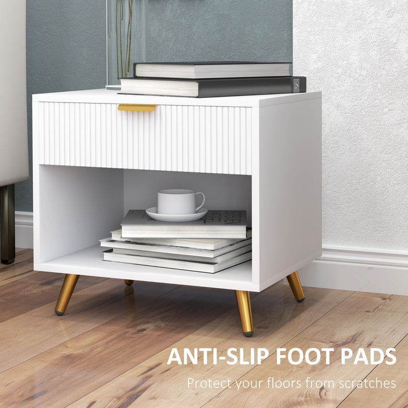 HOMCOM Small Table With Drawer, Open Compartment and Handle