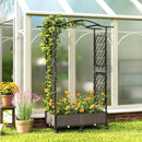 Outsunny Raised Garden Bed with Arch Trellis, Plastic Raised Bed for Garden